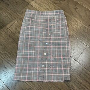 SOHO Apparel Ltd Plaid Pencil Skirt Women's Size S‎ Button Front Career